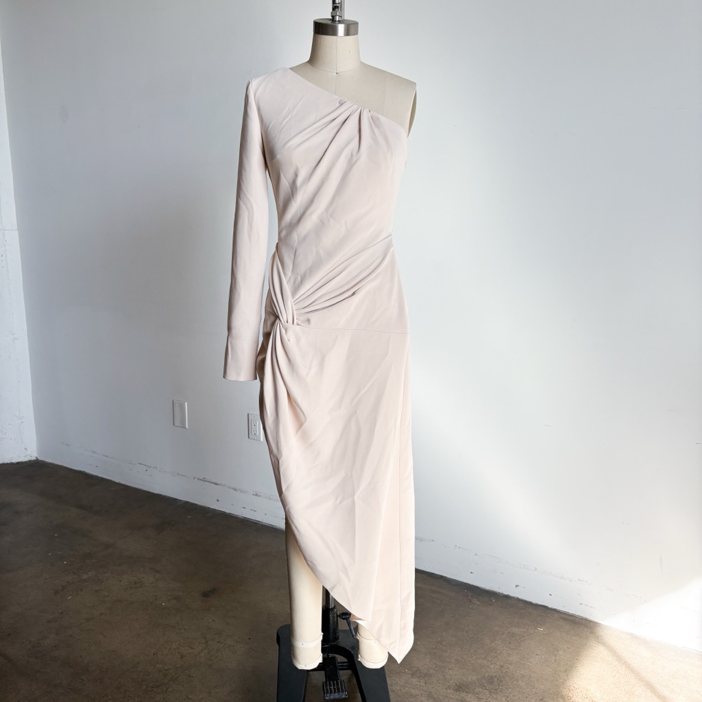 Nwt Bcbgmaxazria One-Shoulder Asymmetrical Dress In Beige Sz 4